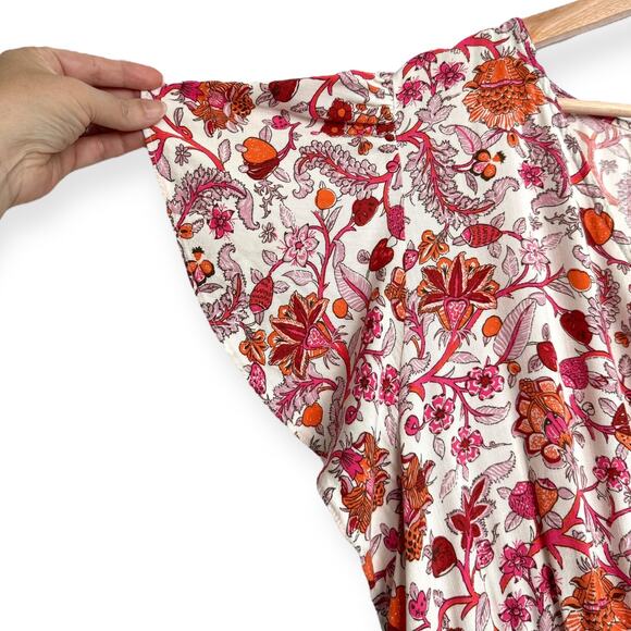 Knox Rose Pink Floral Print Surplice V Neck Ruffle Tiered Maxi Dress Womens XXL - Picture 7 of 12